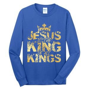 Jesus Christ Is King Faith Gold Bible Quote Gift Tall Long Sleeve T-Shirt