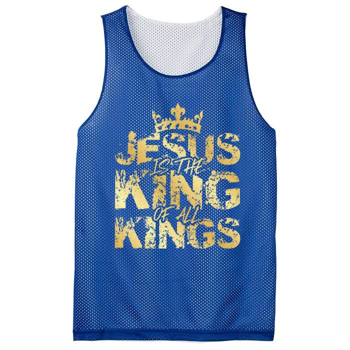 Jesus Christ Is King Faith Gold Bible Quote Gift Mesh Reversible Basketball Jersey Tank