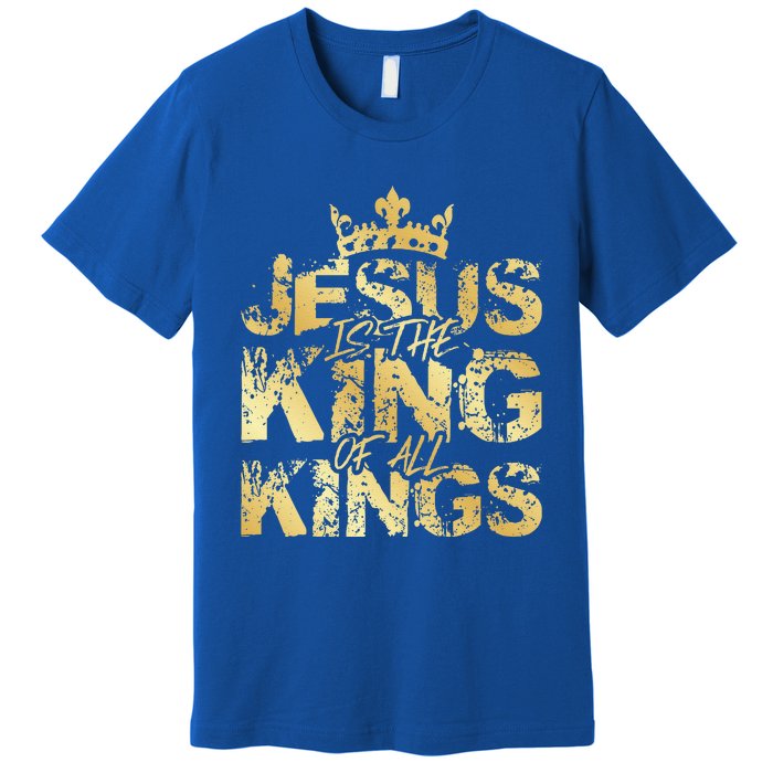 Jesus Christ Is King Faith Gold Bible Quote Gift Premium T-Shirt