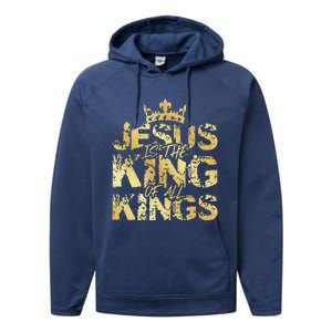 Jesus Christ Is King Faith Gold Bible Quote Gift Performance Fleece Hoodie