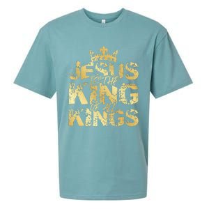 Jesus Christ Is King Faith Gold Bible Quote Gift Sueded Cloud Jersey T-Shirt