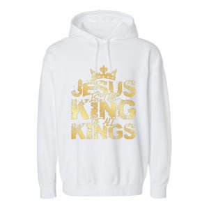 Jesus Christ Is King Faith Gold Bible Quote Gift Garment-Dyed Fleece Hoodie