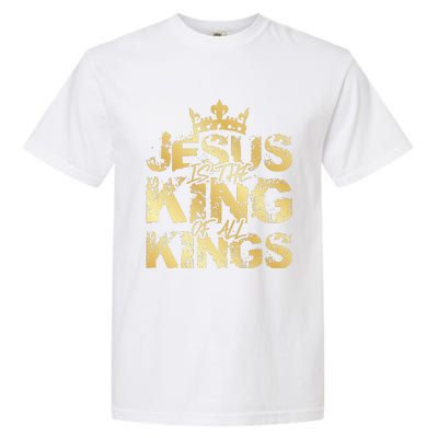 Jesus Christ Is King Faith Gold Bible Quote Gift Garment-Dyed Heavyweight T-Shirt