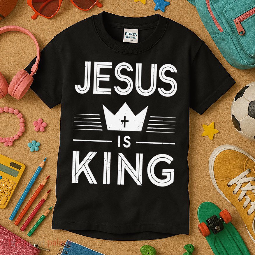 Jesus Christ Is King Christian God Son Kids T-Shirt