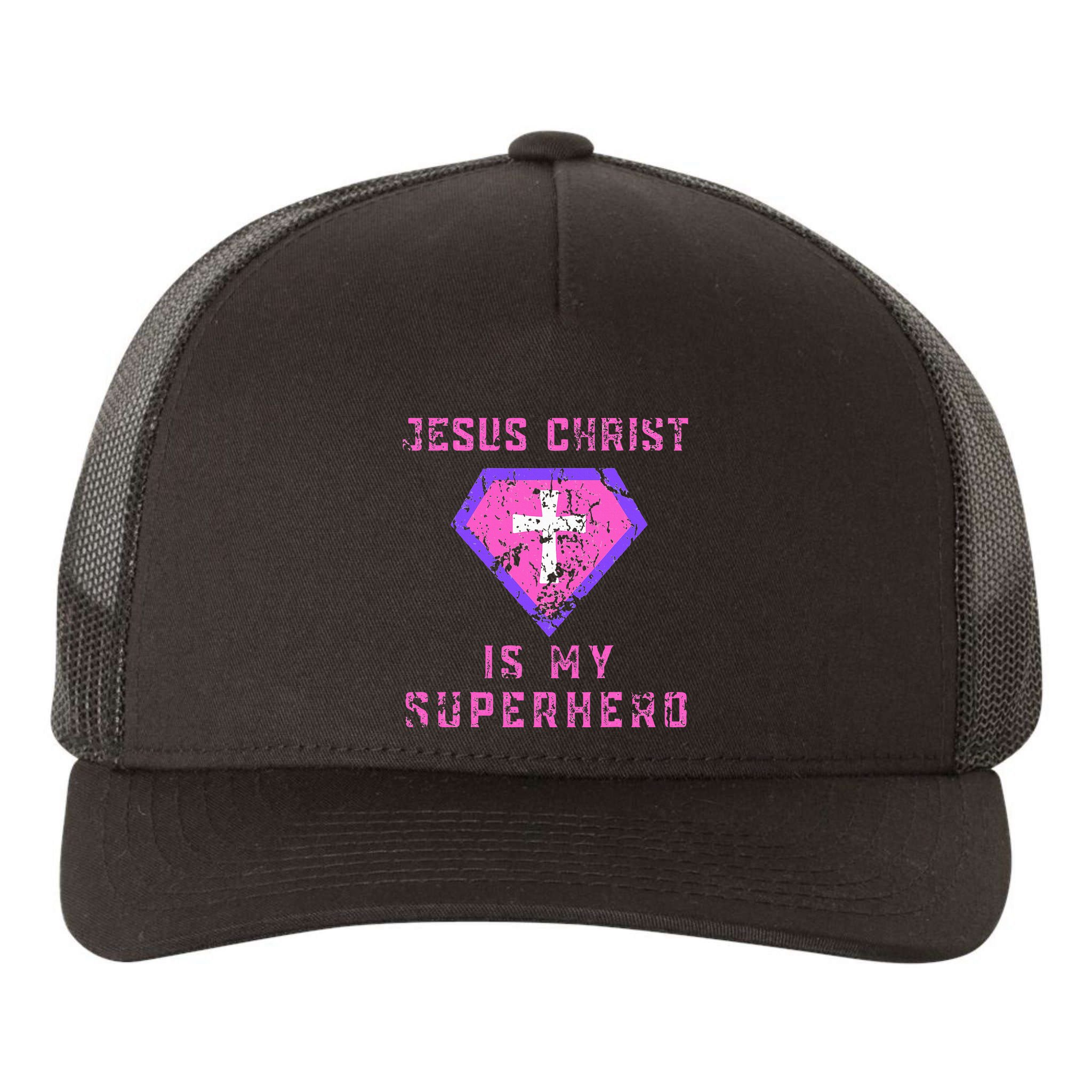 Jesus Christ Is My Superhero Jesus Yupoong Adult 5-Panel Trucker Hat
