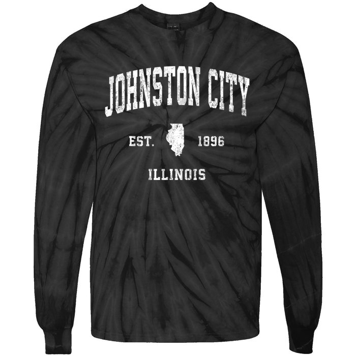 Johnston City Illinois Il Vintage Athletic Sports Tie-Dye Long Sleeve Shirt