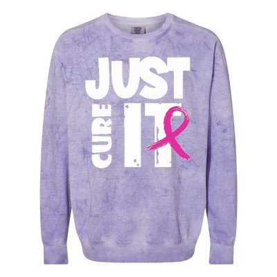 Just Cure It Breast Cancer Ribbon Colorblast Crewneck Sweatshirt