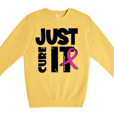 Just Cure It Breast Cancer Ribbon Premium Crewneck Sweatshirt