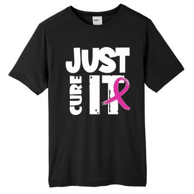 Just Cure It Breast Cancer Ribbon Tall Fusion ChromaSoft Performance T-Shirt