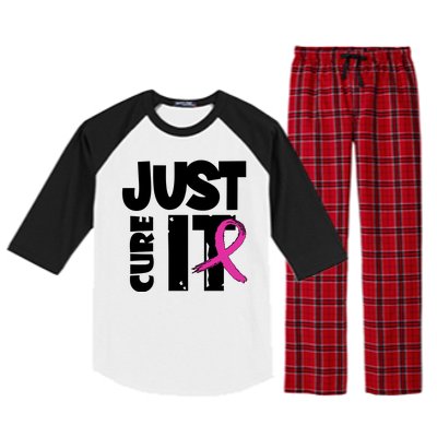 Just Cure It Breast Cancer Ribbon Raglan Sleeve Pajama Set