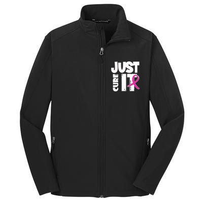 Just Cure It Breast Cancer Ribbon Core Soft Shell Jacket