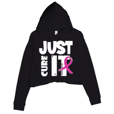 Just Cure It Breast Cancer Ribbon Crop Fleece Hoodie