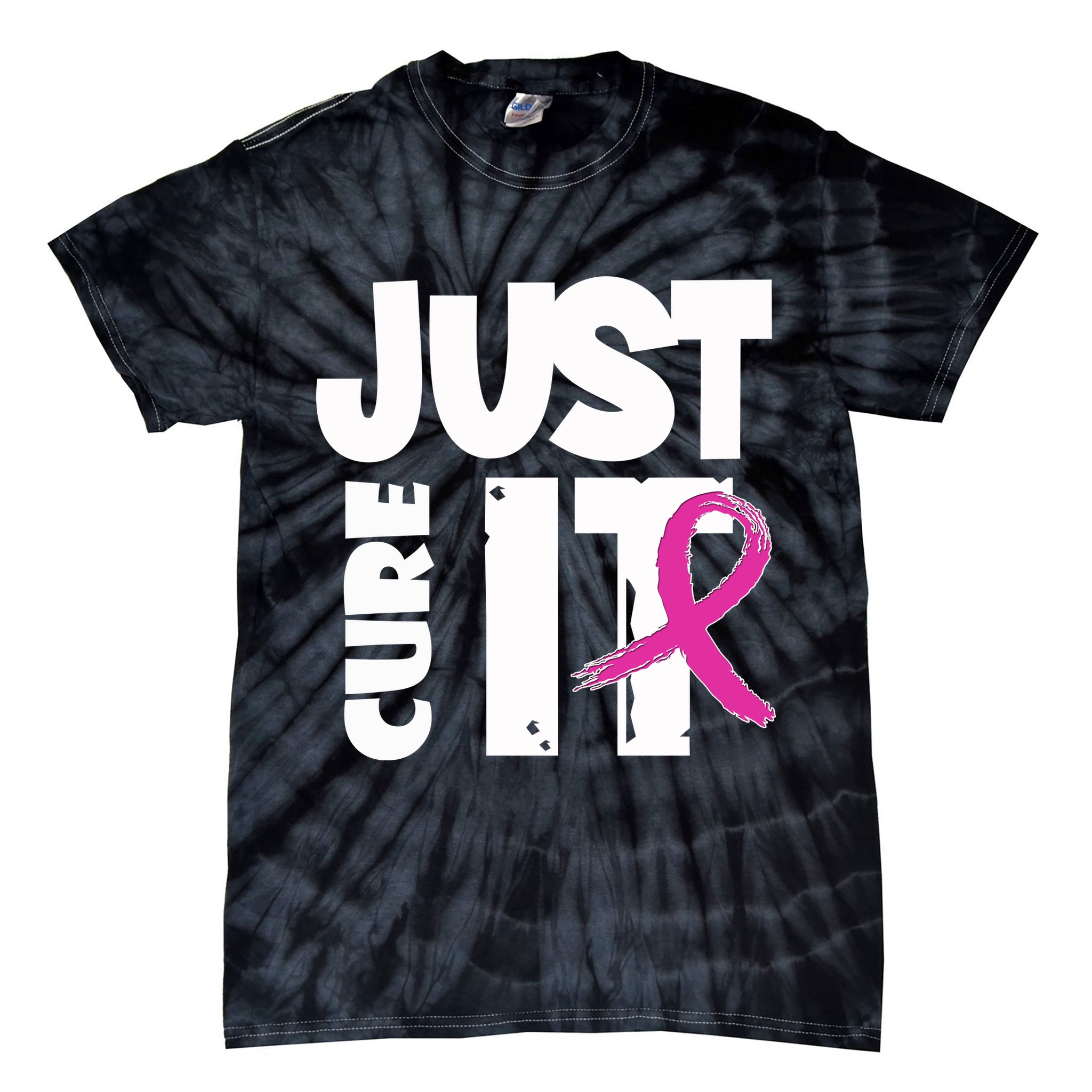Just Cure It Breast Cancer Ribbon Tie-Dye T-Shirt