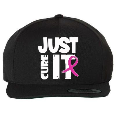Just Cure It Breast Cancer Ribbon Wool Snapback Cap