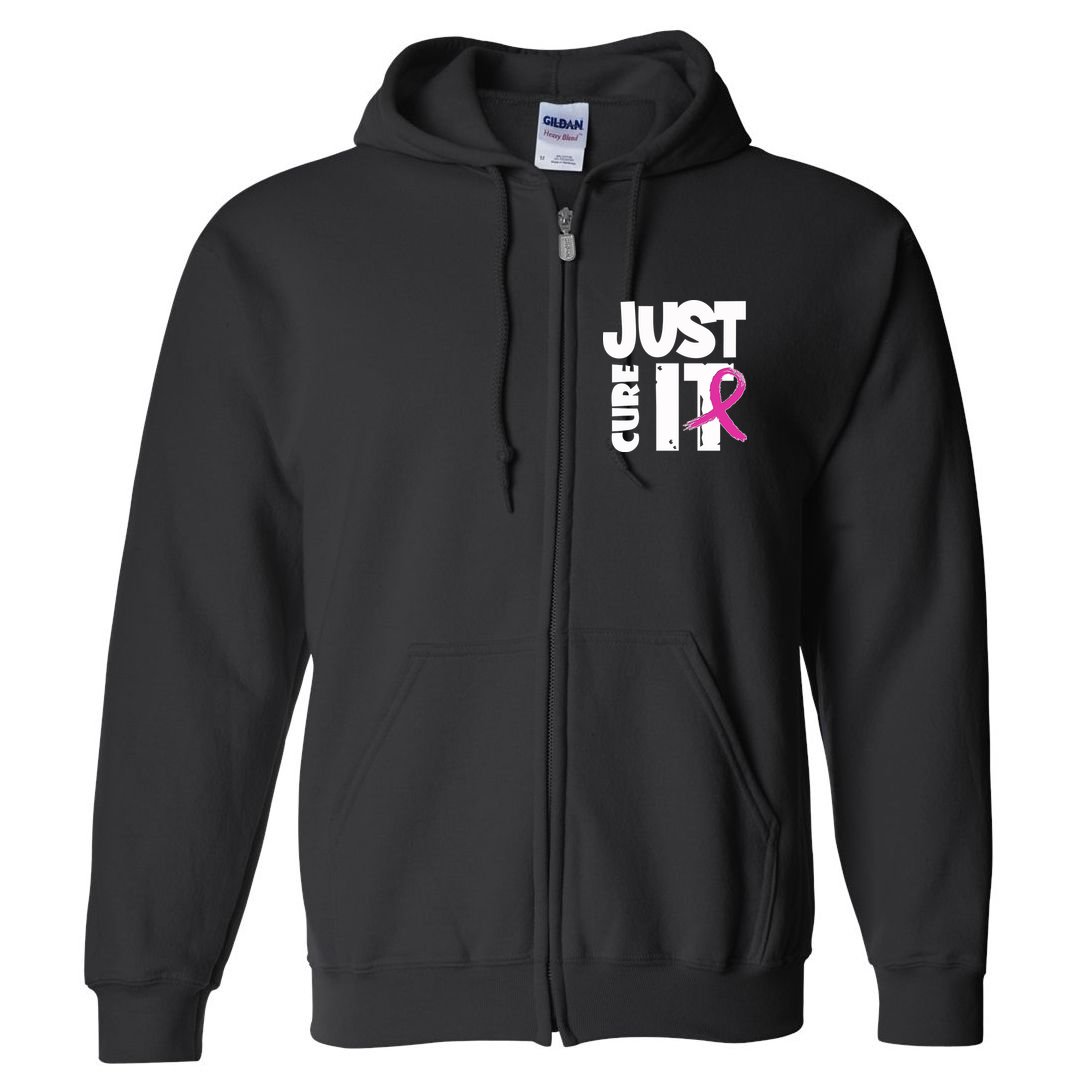 Just Cure It Breast Cancer Ribbon Full Zip Hoodie
