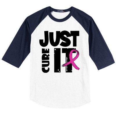 Just Cure It Breast Cancer Ribbon Baseball Sleeve Shirt