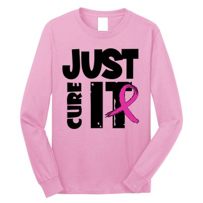 Just Cure It Breast Cancer Ribbon Long Sleeve Shirt