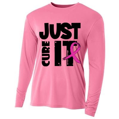 Just Cure It Breast Cancer Ribbon Cooling Performance Long Sleeve Crew
