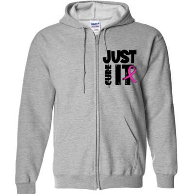 Just Cure It Breast Cancer Ribbon Full Zip Hoodie