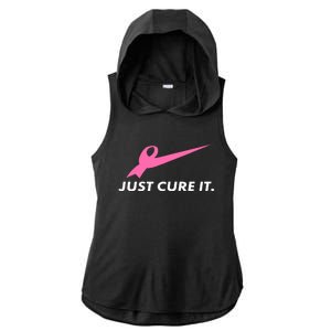 Just Cure It Breast Cancer Awareness Ladies PosiCharge Tri-Blend Wicking Draft Hoodie Tank