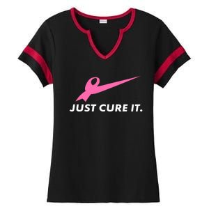 Just Cure It Breast Cancer Awareness Ladies Halftime Notch Neck Tee