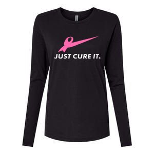 Just Cure It Breast Cancer Awareness Womens Cotton Relaxed Long Sleeve T-Shirt