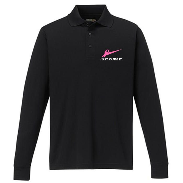 Just Cure It Breast Cancer Awareness Performance Long Sleeve Polo