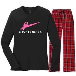 Just Cure It Breast Cancer Awareness Women's Long Sleeve Flannel Pajama Set 