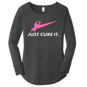 Just Cure It Breast Cancer Awareness Women's Perfect Tri Tunic Long Sleeve Shirt