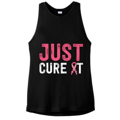 Just Cure It Ribbon Breast Cancer Awareness Funny Gift Ladies PosiCharge Tri-Blend Wicking Tank