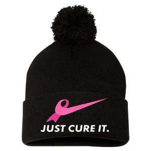 Just Cure It Breast Cancer Awareness Pom Pom 12in Knit Beanie