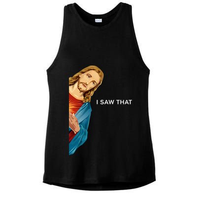 Jesus Christian I Saw That Funny God Ladies PosiCharge Tri-Blend Wicking Tank