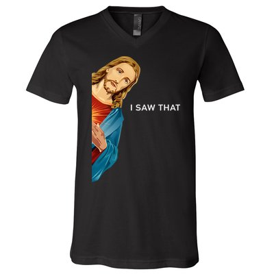 Jesus Christian I Saw That Funny God V-Neck T-Shirt