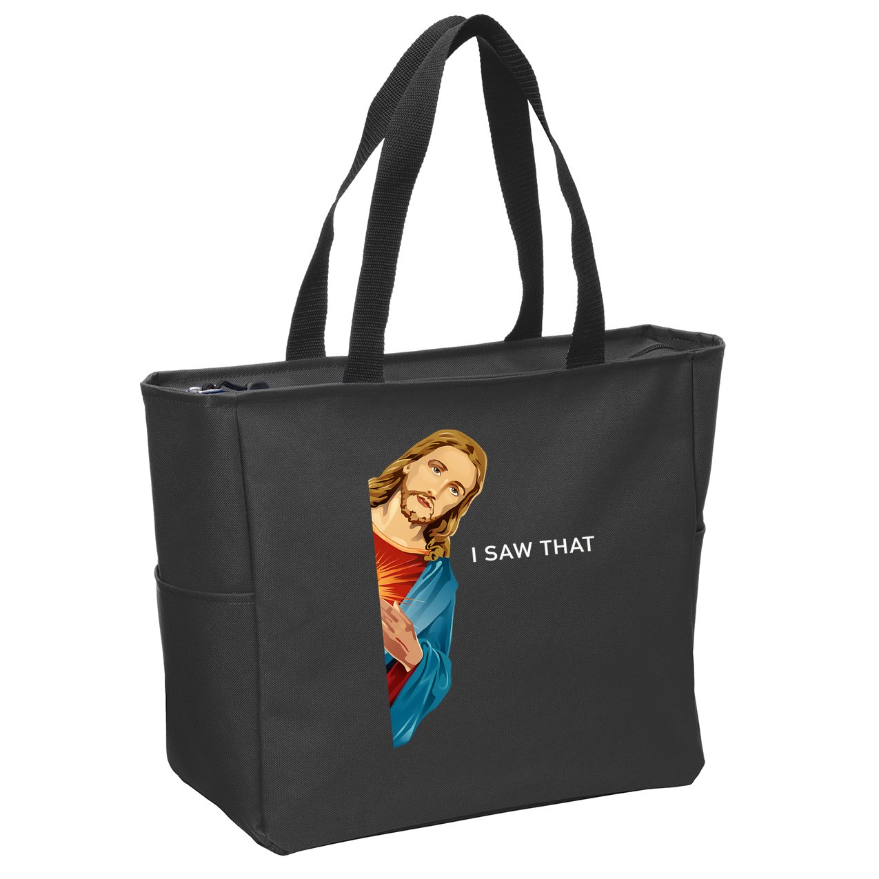 Jesus Christian I Saw That Funny God Zip Tote Bag
