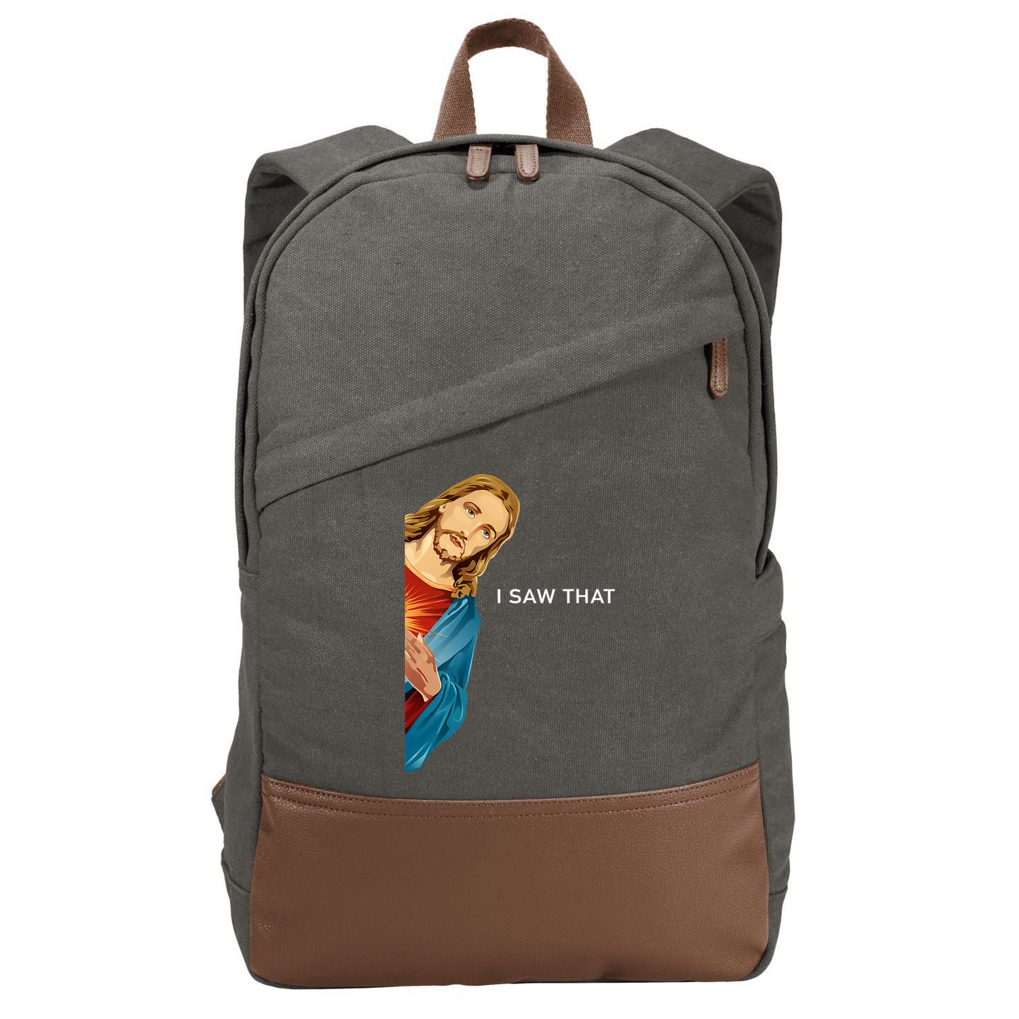 Jesus Christian I Saw That Funny God Cotton Canvas Backpack