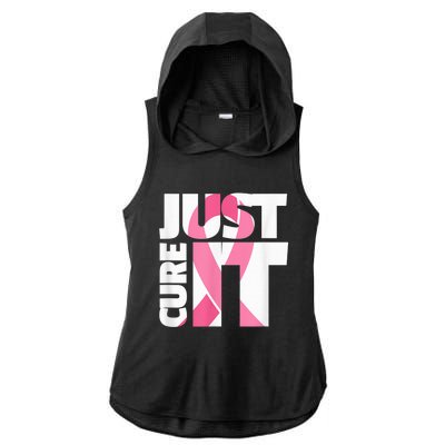 Just Cure It Breast Cancer Fighter Warrior Awareness Ladies PosiCharge Tri-Blend Wicking Draft Hoodie Tank