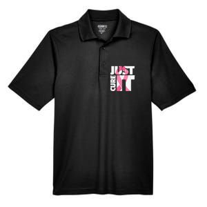 Just Cure It Breast Cancer Fighter Warrior Awareness Men's Origin Performance Pique Polo