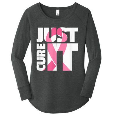 Just Cure It Breast Cancer Fighter Warrior Awareness Women's Perfect Tri Tunic Long Sleeve Shirt