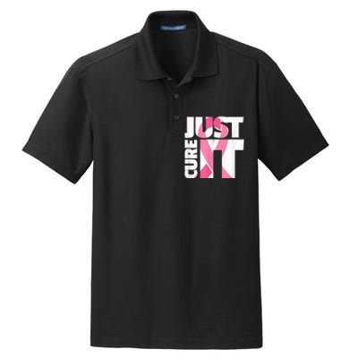 Just Cure It Breast Cancer Fighter Warrior Awareness Dry Zone Grid Polo