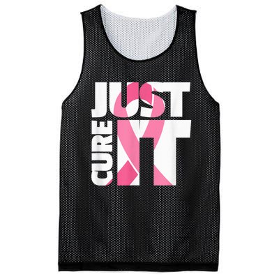 Just Cure It Breast Cancer Fighter Warrior Awareness Mesh Reversible Basketball Jersey Tank