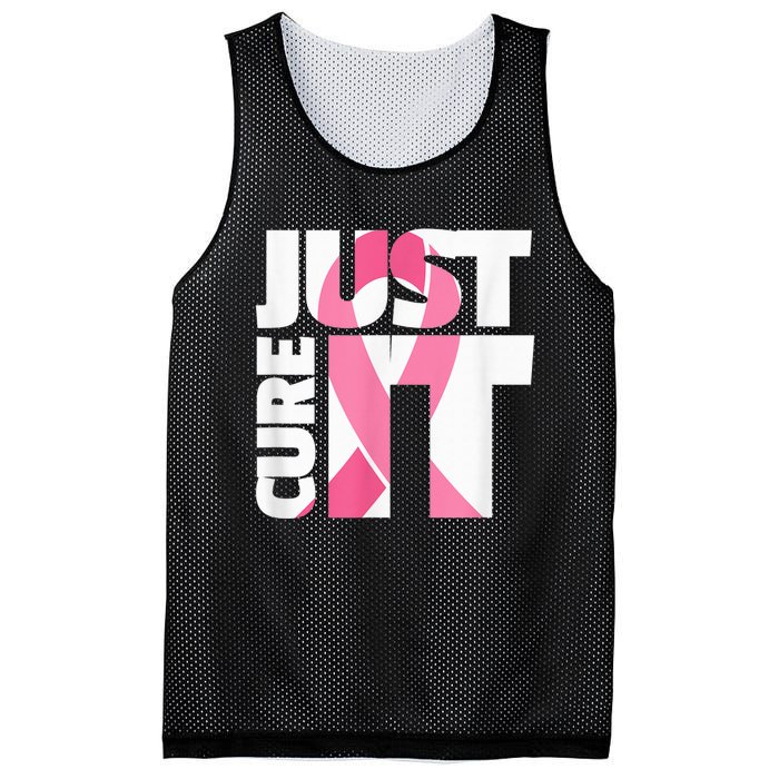 Just Cure It Breast Cancer Fighter Warrior Awareness Mesh Reversible Basketball Jersey Tank