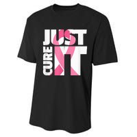 Just Cure It Breast Cancer Fighter Warrior Awareness Performance Sprint T-Shirt