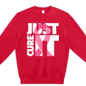 Just Cure It Breast Cancer Fighter Warrior Awareness Premium Crewneck Sweatshirt