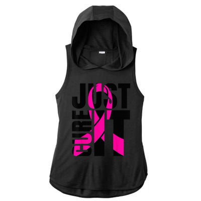 Just Cure It Breast Cancer Awareness Shirts Ribbon Shirt Ladies PosiCharge Tri-Blend Wicking Draft Hoodie Tank