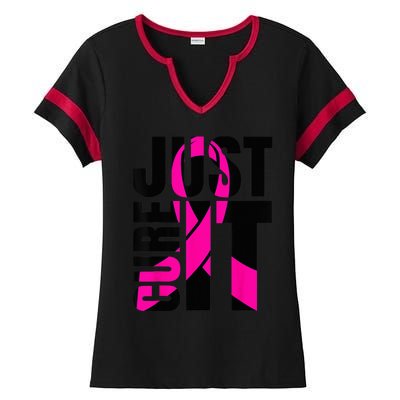 Just Cure It Breast Cancer Awareness Shirts Ribbon Shirt Ladies Halftime Notch Neck Tee