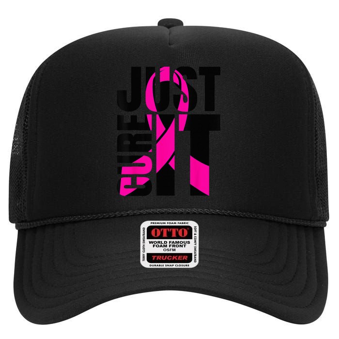 Just Cure It Breast Cancer Awareness Shirts Ribbon Shirt High Crown Mesh Back Trucker Hat