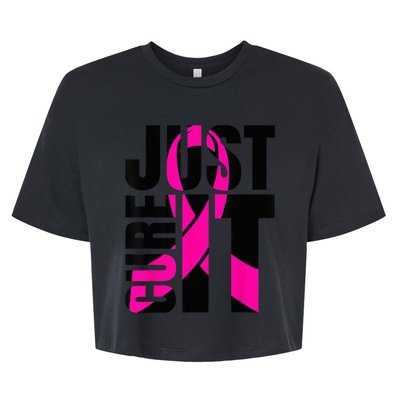 Just Cure It Breast Cancer Awareness Shirts Ribbon Shirt Bella+Canvas Jersey Crop Tee