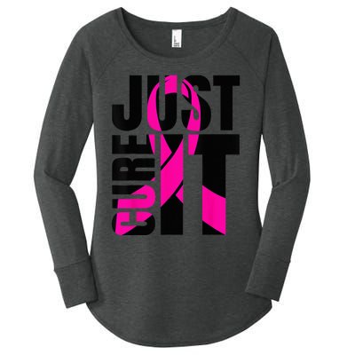 Just Cure It Breast Cancer Awareness Shirts Ribbon Shirt Women's Perfect Tri Tunic Long Sleeve Shirt