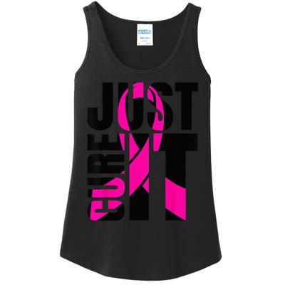 Just Cure It Breast Cancer Awareness Shirts Ribbon Shirt Ladies Essential Tank