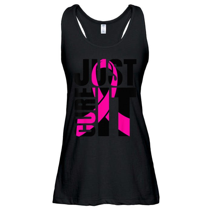 Just Cure It Breast Cancer Awareness Shirts Ribbon Shirt Ladies Essential Flowy Tank